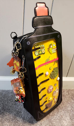 decorated bag with yellow insert